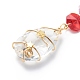 Galvanoplastie octogone perles de verre pendentif décorations HJEW-JM00775-03-3