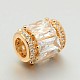 Rose Gold Brass Micro Pave Cubic Zirconia Large Hole European Beads ZIRC-M041-01RG-RS-2