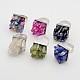 Platinum Plated Brass Druzy Crystal Wide Band Rings X-RJEW-M099-M-1