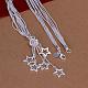 Popular Silver Color Plated Brass Multi-strand Snake Chain Necklaces NJEW-BB12805-3