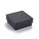 厚紙ジュエリーセットボックス  リングのために  ピアス  ネックレス  内部のスポンジ  正方形  ブラック  7.6x7.6x3.2cm  インナーサイズ：6.9x6.9センチメートル  フタなし：7.2x7.2x3.1cm CBOX-S018-10B-2