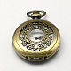 Cabezas vendimia huecos planos redondos de aleación de zinc reloj de cuarzo reloj de bolsillo para el collar del colgante WACH-R005-30-1