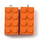 オペークアクリルパーツ  プラチナ鉄ループ付き  長い長方形のビルディングブロックチャーム  オレンジ  36x16x11.5mm  穴：1.5mm MACR-B0001-02G-1