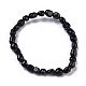 Natural Black Tourmaline Bead Stretch Bracelets BJEW-K213-36-2