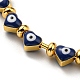 Bracelets en perles d'émail cœur avec mauvais œil BJEW-G675-03G-01-2