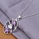 Simple Silver Color Plated Brass Cubic Zirconia Hollow Oval Pendant Necklaces For Women NJEW-BB12983-4