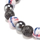 Natural Lava Rock & Synthetic Hematite & Ocean White Jade(Dyed) Round Beaded Stretch Bracelet BJEW-JB07972-01-5
