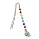 7 perla di pietra preziosa chakra e segnalibri pendenti con bottiglia di auguri a forma di cuore in vetro avventurina verde naturale AJEW-JK00313-06-1