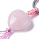 Сердце из смешанных натуральных и синтетических драгоценных камней с брелками-кисточками из смешанных драгоценных камней KEYC-P012-03P-3