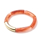 3Pcs 3 Color Imitation Gemstone Acrylic Curved Tube Beaded Stretch Bracelets Set BJEW-JB07981-4