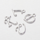 Pendentifs alphabet en alliage plaqué argent PALLOY-P097-04-2
