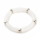 2Pcs 2 Color White Acrylic Curved Tube Chunky Stretch Bracelets Set with CCB Plastic for Women BJEW-JB08126-5