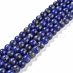 Abalorios de lapislázuli naturales hebras, redondo, 8~9mm, agujero: 1 mm, aproximamente 45~48 pcs / cadena, 15.7 pulgada