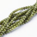 Natural Gemstone Beads, Taiwan Jade, Natural Energy Stone Healing Power for Jewelry Making, Round, Olive Drab, 4mm, Hole: 0.8mm, about 86~95pcs/strand, 15~16 inch