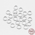 925 anillos redondos de plata esterlina, anillos de salto soldados, anillos de salto cerradas, plata, 4x0.7mm