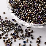 12/0 perles de rocaille en verre, iris ronde, vert olive, 2mm, environ 30000 pcs / livre