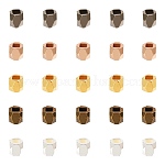 ARRICRAFT Brass Spacer Beads, Faceted, Column, Mixed Color, 3x3mm, Hole: 1.5mm, 5 colors, 50pcs/color, 250pcs/box
