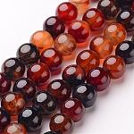 Chapelets de perles d'agate naturelle, ronde, teints et chauffée, chocolat, 10mm, Trou: 1mm, Environ 38 pcs/chapelet, 15 pouce
