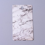Schede video di cartone orecchino, rettangolo con motivo in marmo, bianco, 9x5x0.04cm, Foro: 1.5 mm