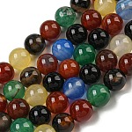 Brins de pierres précieuses rondes de 16 pouce, couleur agate, Perle: 8 mm de diamètre, trou: 1 mm. environ 50 perle / brin 