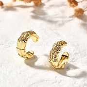 Латунные серьги-манжеты из прозрачного кубического циркония EJEW-Z085-02G