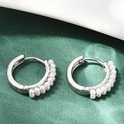 Серьги-кольца из искусственного жемчуга из латуни EJEW-M082-04P