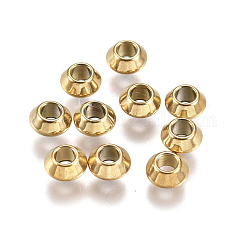 Espaciadores de acero inoxidable 304 con revestimiento iónico (IP), rerondana plana, dorado, 4x2mm, agujero: 1.4 mm