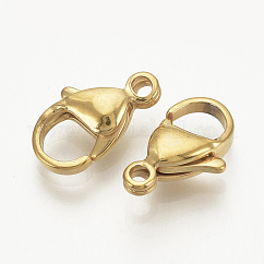 Cierres de pinza de langosta de acero inoxidable quirúrgico 316 con revestimiento iónico (IP), real 18k chapado en oro, 9x6x3mm, agujero: 1 mm