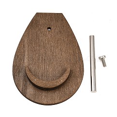 Expositores de pulseras individuales con forma de lágrima de madera y parte trasera inclinada, con barra de hierro dorada, coco marrón, 10x7.25x7.25 cm