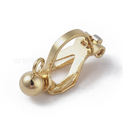 Fornituras de pendientes de clip de latón. con bucle, sin plomo y cadmio, real 18k chapado en oro, 16x6x8mm, agujero: 1.6 mm