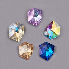 Dos cabochons en strass de verre k9, dos plaqué, facette, pépites, couleur mixte, 20~21x17~18x8~8.5mm