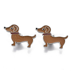Spille in lega, spilla smaltata, con pochette a farfalla, cane, platino, cammello, 23x33x2mm, ago :1mm