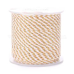 Cordón de polialgodón de 4 cabo con hilo metálico, cuerda de algodón macramé hecha a mano, para colgar en la pared de cuerda, crema, 1.5mm, alrededor de 21.8 yarda (20 m) / rollo