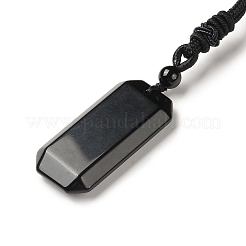 Natürliche Obsidian-Halskette mit rechteckigem Anhänger und Nylonschnur für Damen&nbsp;NJEW-C001-01A-02