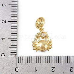 Europäische Anhänger mit klarem Zirkonia und Kunstperle aus Messing&nbsp;KK-C114-15G