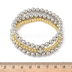 Braccialetti multifilo in ottone micro pavé con perline rotonde in zirconia cubica per donna&nbsp;BJEW-B148-02B-PG