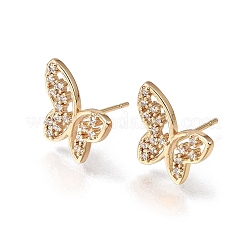 Pendientes de tuerca de circonio cúbico con micro pave de latón&nbsp;KK-CBA7960-11G