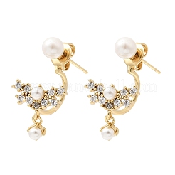 Aretes de latón con micro pavé de circonio cúbico para mujer&nbsp;KK-CBACA61-05G