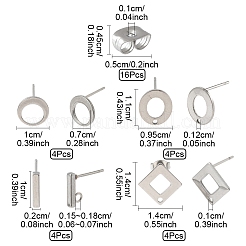 16 stücke 4 arten 304 edelstahl stud ohrring Zubehörse&nbsp;STAS-FS0001-83P