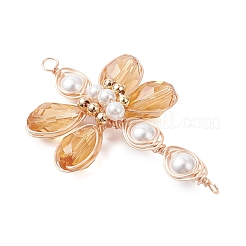 Breloques connecteurs en perles de verre libellule&nbsp;PALLOY-TA00315-04