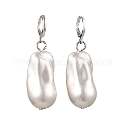 2 paio di orecchini a cerchio in ottone e plastica con perle&nbsp;EJEW-JE06485