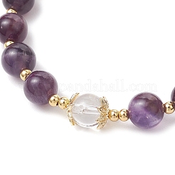 Bracelets de perles rondes en améthyste naturelle&nbsp;BJEW-JB11934-02