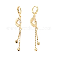 Orecchini pendenti semicircolari con zirconi cubici trasparenti&nbsp;EJEW-P224-13G