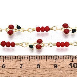 Chaînes à maillons cerises en laiton émaillé&nbsp;KK-T074-75G
