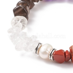 Natürliche gemischte Steinspäne strecken Armbänder&nbsp;BJEW-JB08460