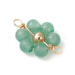 7 pièce 7 styles de cornaline naturelle et de jade topaze et d'améthyste et de quartz rose et d'aventurine verte et de lapis-lazuli et de fleur d'amazonite et de breloques de connecteur de fleur à perles rondes en laiton&nbsp;PALLOY-JF03465
