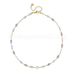 Colliers de perles en verre électroplaqué à dégradé de couleurs et en tube de laiton&nbsp;NJEW-JN06689