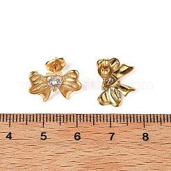 Boucles d'oreilles à tige en acier inoxydable 304 micro pavé de zircones cubiques transparentes&nbsp;EJEW-I318-01G-01