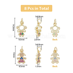 8pcs 2 breloques en zircone cubique en laiton de style micro pavé&nbsp;KK-DC0003-16