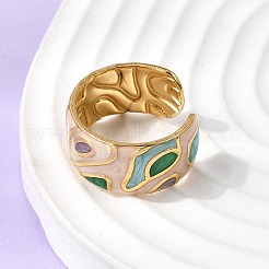 Bague de manchette ouverte en acier inoxydable 304 émaillé&nbsp;RJEW-L335-01B-G